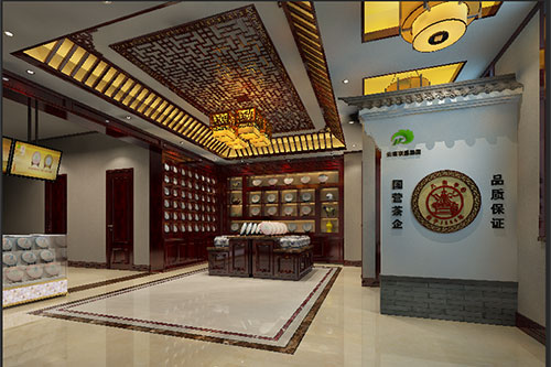 蚌埠古朴典雅的中式茶叶店大堂设计效果图