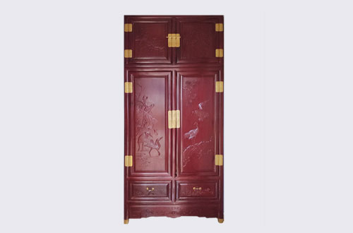 蚌埠高端中式家居装修深红色纯实木衣柜