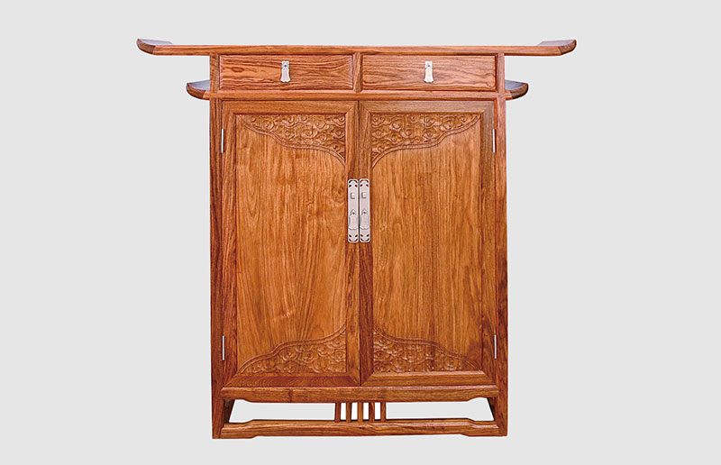 蚌埠观云潮家庭中式装修实木玄关柜效果图