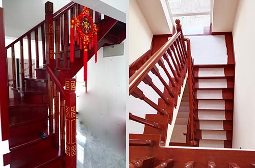 蚌埠自建别墅中式实木楼梯全屋定制设计效果图